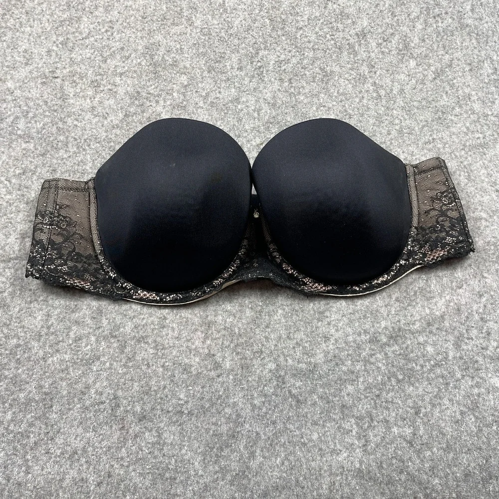 Torrid Bra 42C Black Tan Lace Strapless Underwire